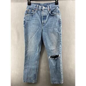 Topshop Jeans Womens 26W x 30L‎ High Waist Straight Leg Button Fly Distressed